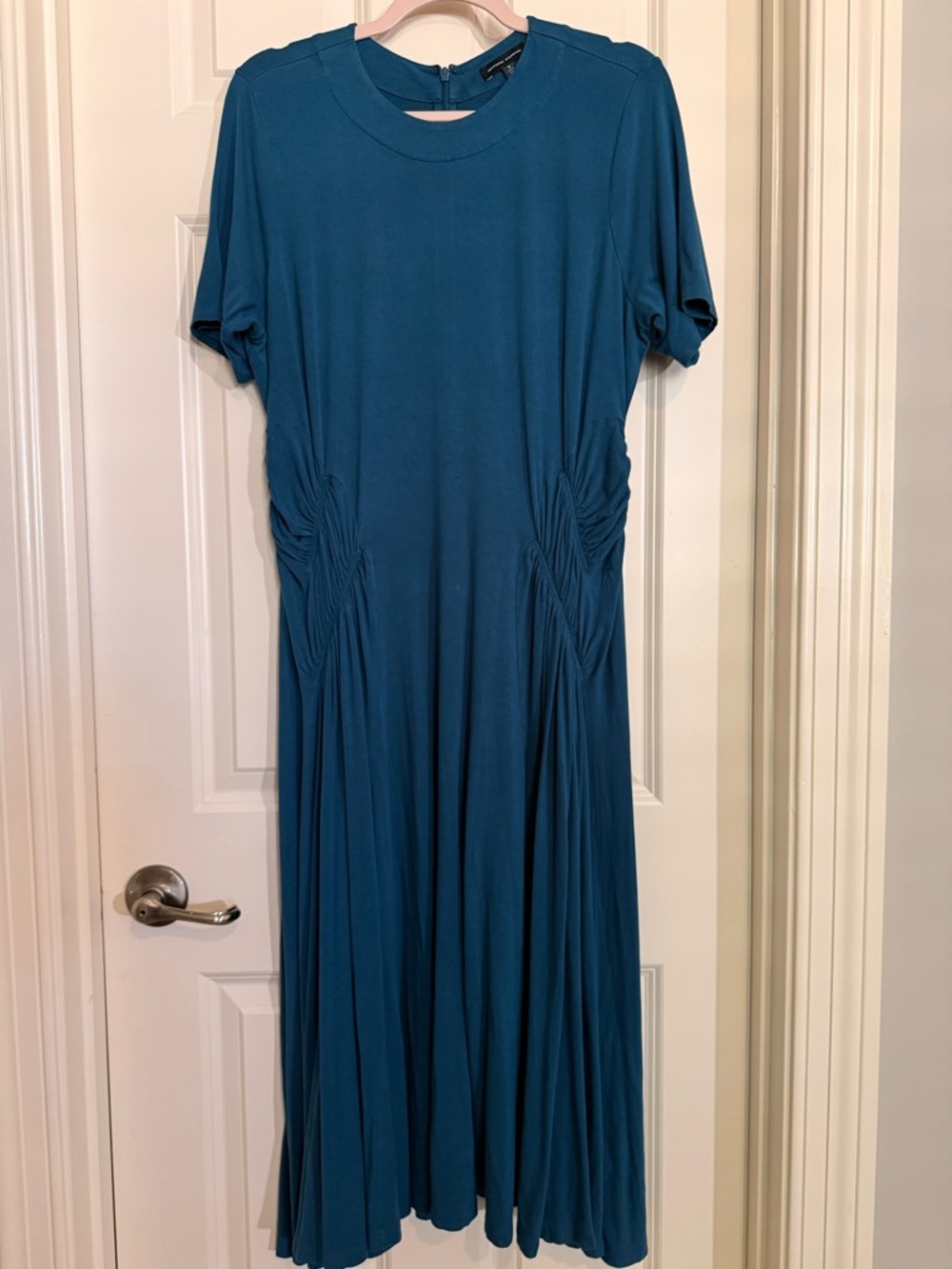 Universal Standard Teal Short-Sleeve Gathered Midi Dress